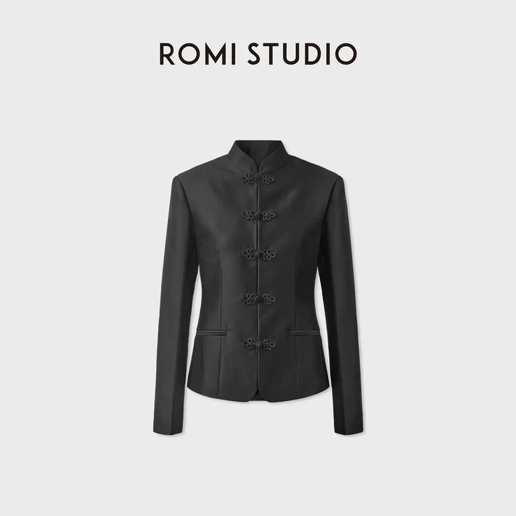 ROMI STUDIO桑蚕丝羊毛手工如意结盘扣新中式立领外套 RWDSWG3869