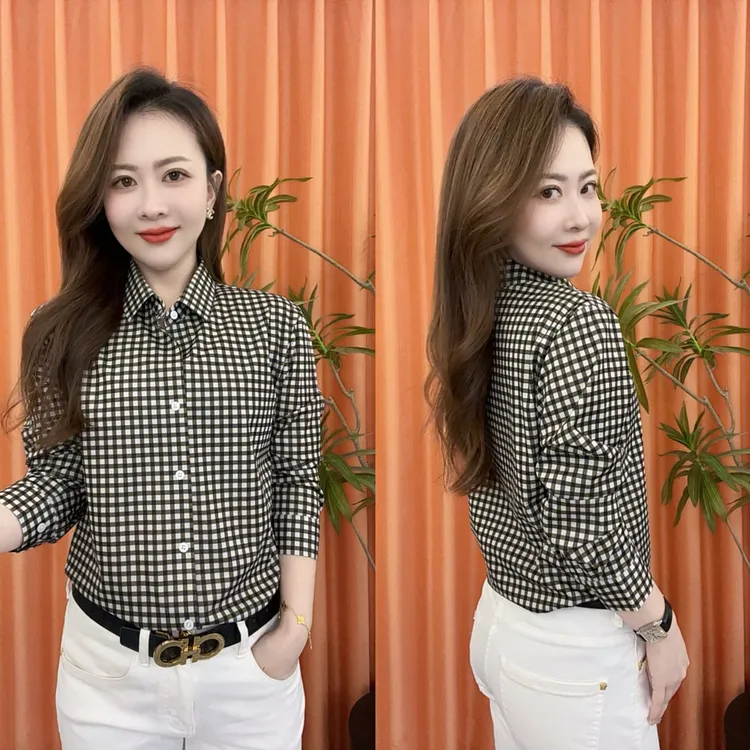 【亚琴男装】2025时尚潮流男士秋冬日常百搭轻奢显瘦经典细格子衬衫