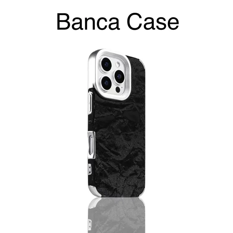 BANCA高级纯色贴皮雪山纹适用苹果17/16手机壳华为vivo小米15oppo