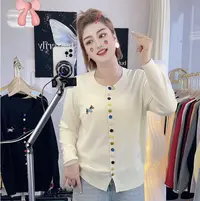 （505）2025新款腊肠狗彩扣针织衫时尚高端设计毛针织衫宽松百搭秋