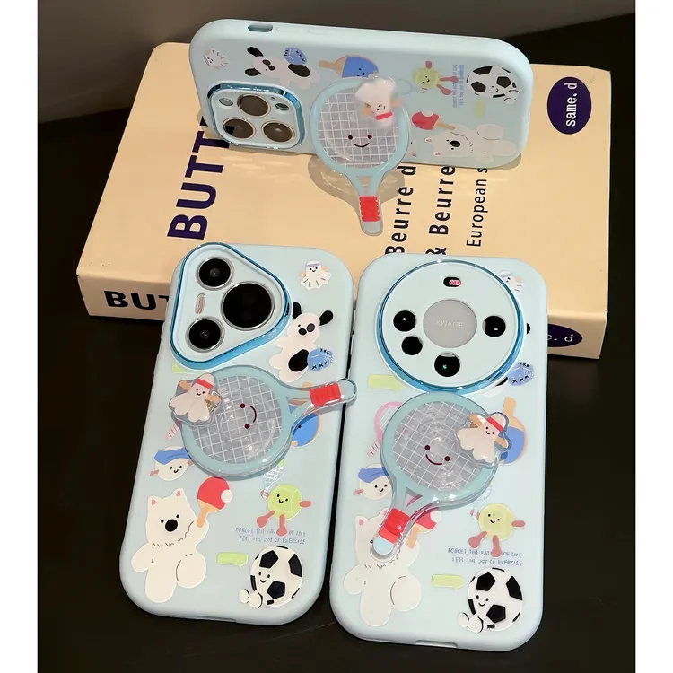 雅天立运动小狗旋转球拍适用苹果17手机壳16/15软华为vivoppo小米