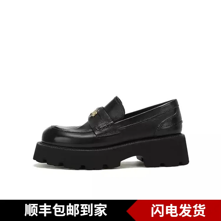 复古百搭厚底内增高乐福鞋英伦风学院JK夏季配裙小皮鞋一脚蹬女鞋