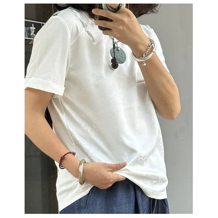 T331       夏季新款女士复古国风圆领短袖T恤女