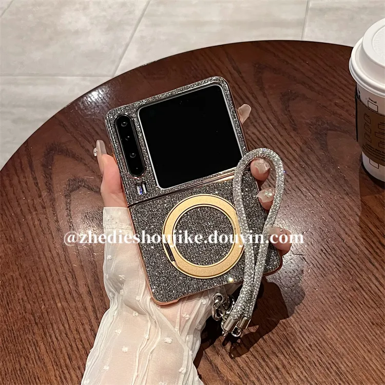 适用华为purax典藏版折叠屏手机壳高级感时尚闪钻链条支架保护壳