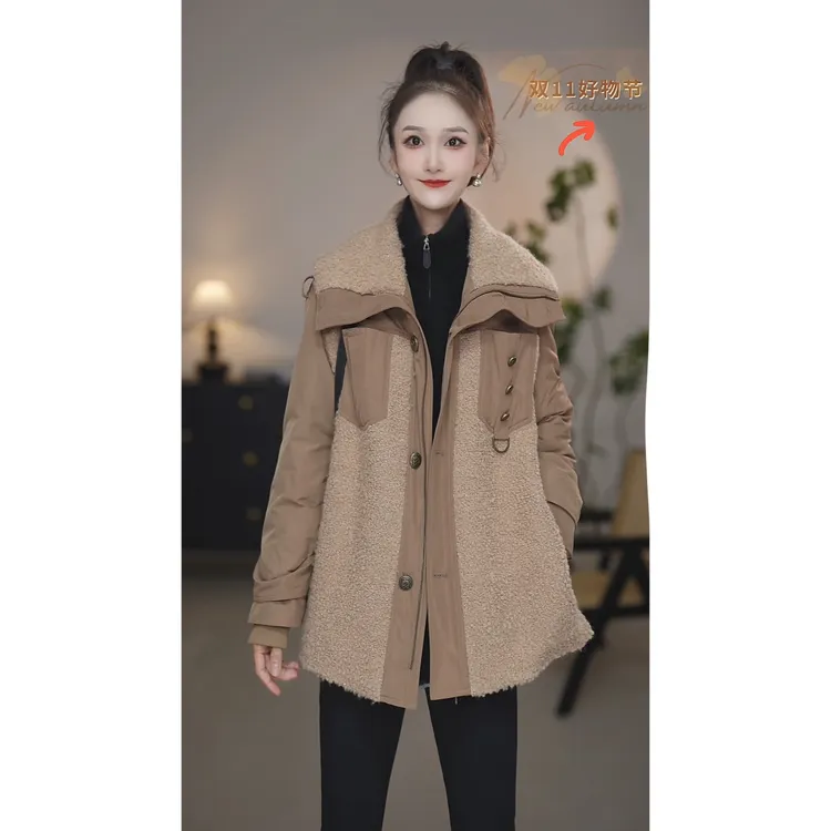 阿玛施【官方正品】新款复古老钱风时尚百搭气质新雪丽棉服女540007