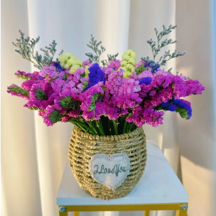 【送花篮】云南干花花束勿忘我真花鲜花客厅装饰摆件 