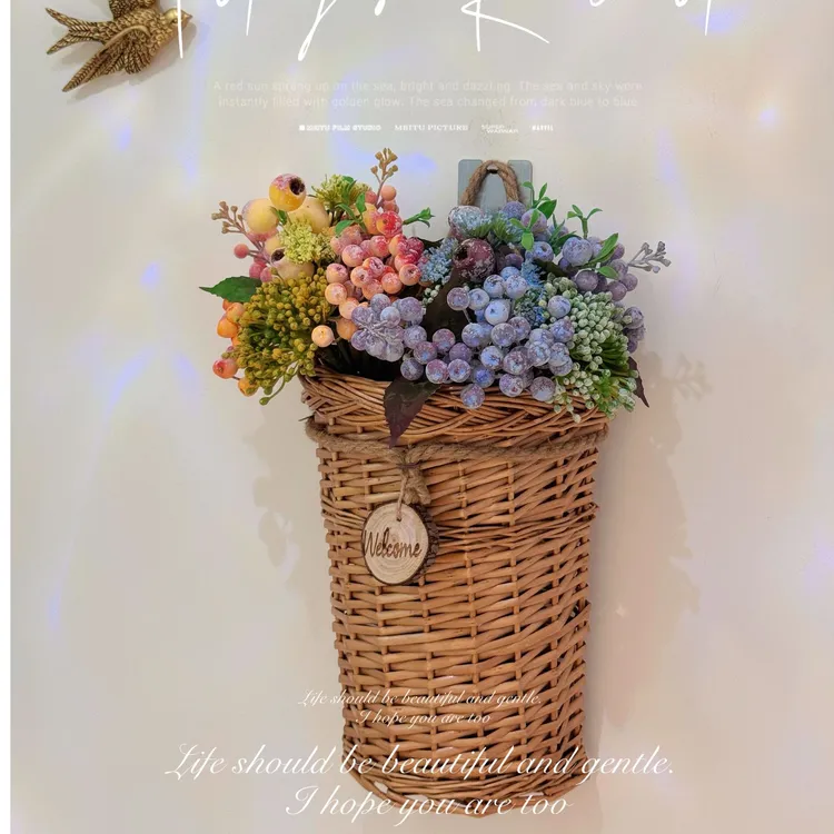 金柳柳编出口收纳桶壁挂篮家用杂物整理筐客厅桌面储物篮墙饰