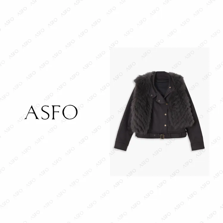 【AS万宠】25新时尚狐狸毛皮草马甲鹅绒派克两件套AS25DMNWT04445