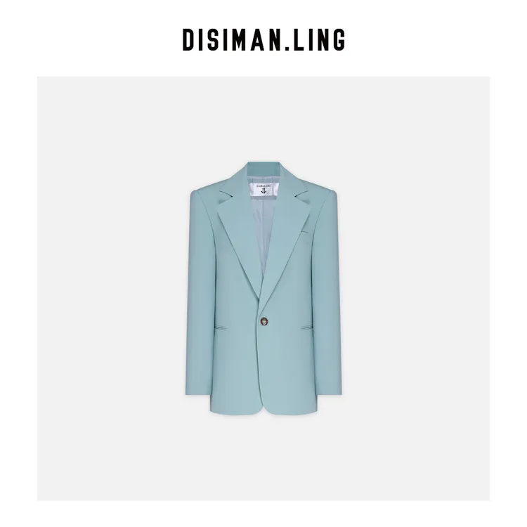 迪丝嫚苓绿色梭织西服显瘦气质时尚修身休闲小众优雅感原创风设计