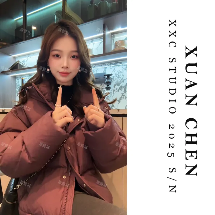 【紫魅】韩版ins风短款连帽羽绒服冬季加厚外穿国标90绒外套#3883