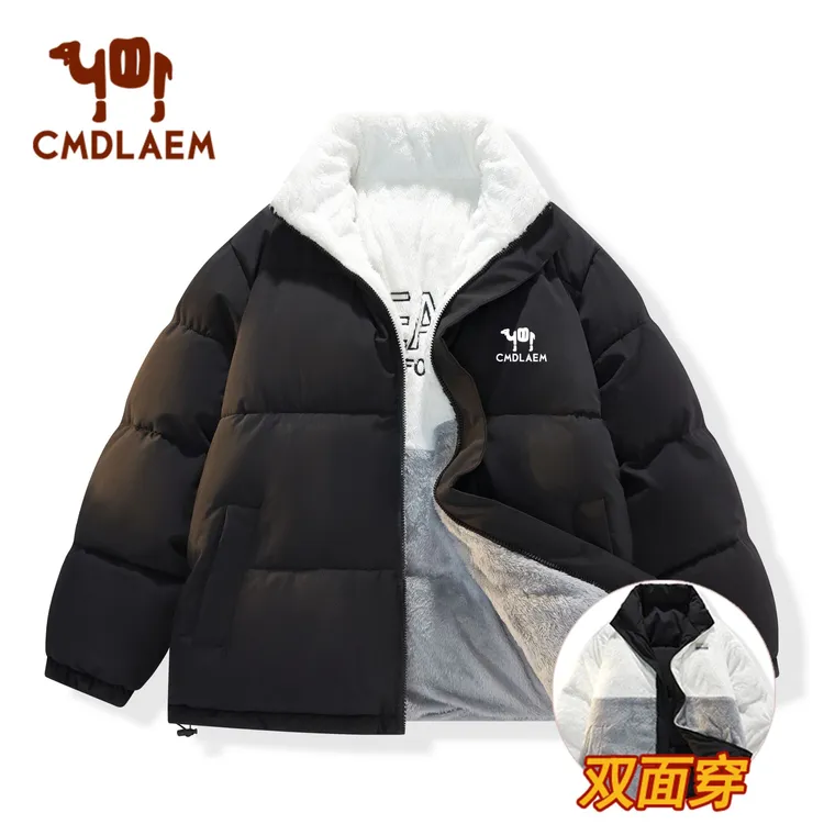 CMDLAEM双面穿棉服外套2025多巴胺时尚立领大码百搭棉衣男女同款