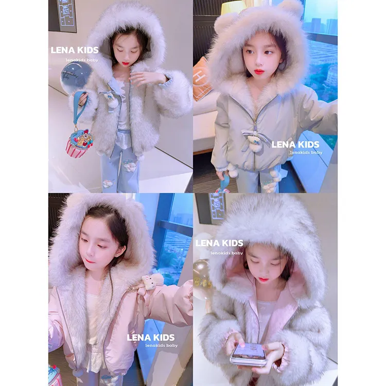 【双面穿】女童加绒外套秋冬装2025新款洋气女孩高级感加厚连帽棉服
