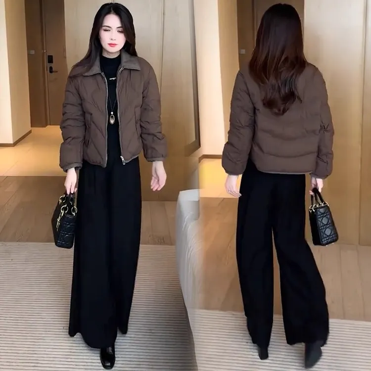 时尚短款棉衣外套女2025冬季新款洋气显瘦小个子百搭夹棉棉袄棉服