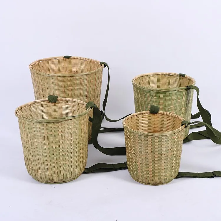 竹编背篓买菜背箩竹筐采摘茶舞蹈道具收纳篮