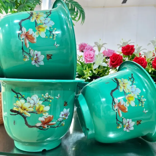 280#新款绿玉兰花盆3个盆送托盘（26*19）