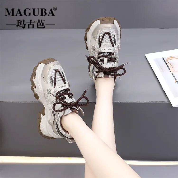 MAGUBA/玛古芭时尚女鞋网面透气舒适百搭休闲潮流厚底增高老爹鞋