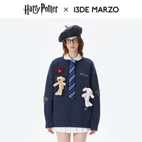 13DE MARZO X 哈利·波特联名系列2025秋季新款复古换装圆领毛衣