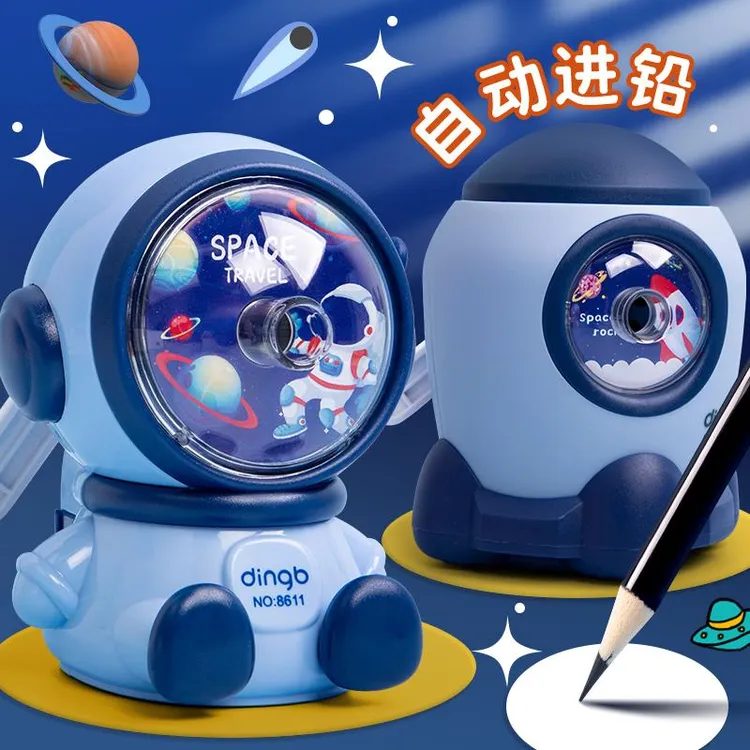 太空人卷笔刀自动入铅笔削笔器手摇转笔刀儿童小学生专用手动小型