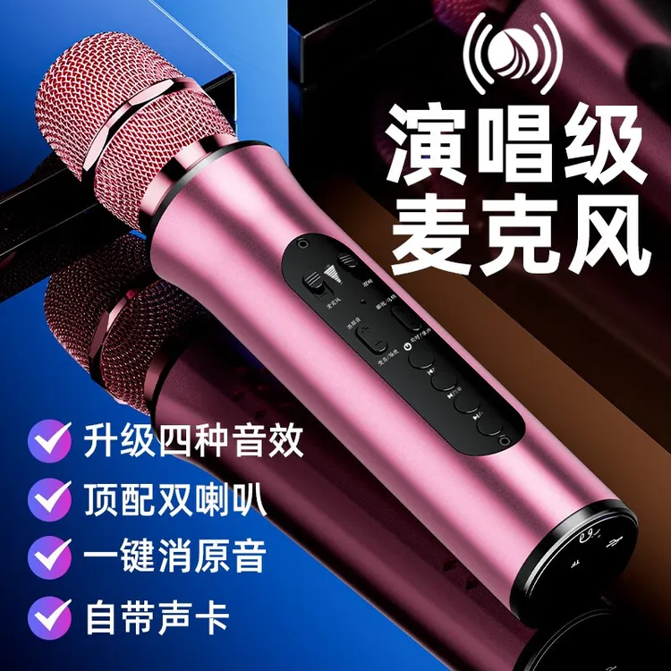 听声者蓝牙话筒音响一体麦克风无线家用手机唱歌K歌声卡直播专用