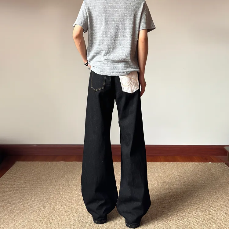 布老哥Blog美式cleanfit后口袋"仿马毛"原牛宽松直筒牛仔裤 K763