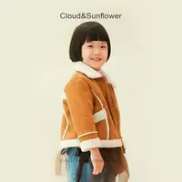 【云朵小葵】女童冬季新款翻领拉链设计感皮毛一体外套555276