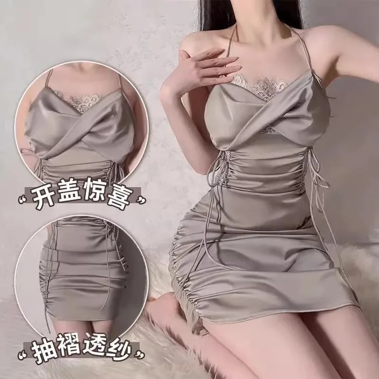 纯欲可掀开女修身情侣性感显瘦吊带诱惑女款蕾丝战袍蕾丝显瘦睡裙