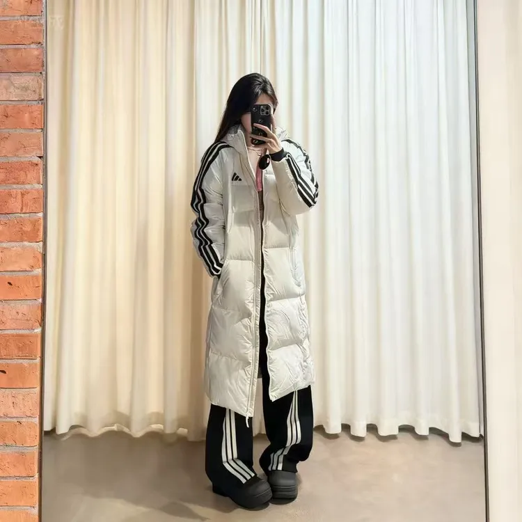 Adidas 拒水防风保暖长款600蓬鸭绒连帽羽绒服KC2498/KC2497