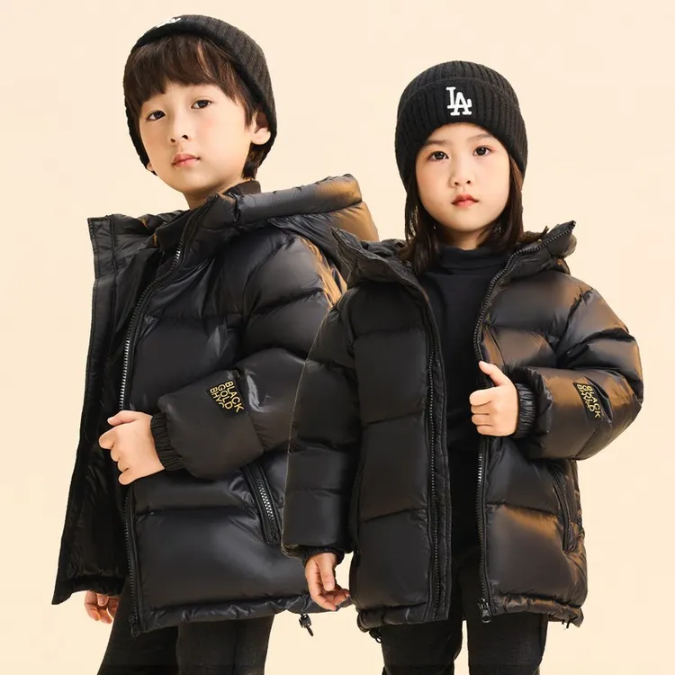 巴拉开门儿童羽绒服黑金亲子装男女童加厚冬装保暖外黑金加厚短款