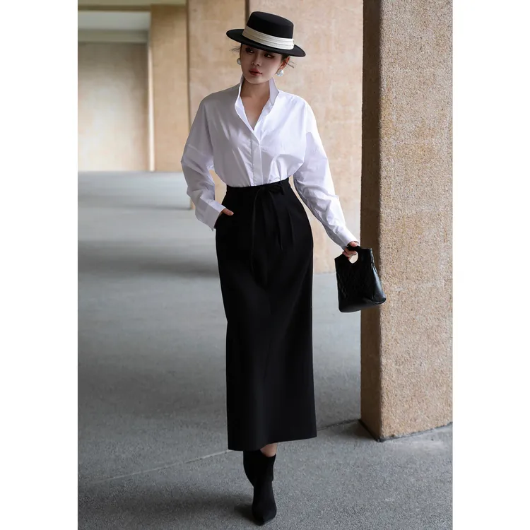 简约气质白衬衫时尚减龄半身裙套装分开拍洋气百搭通勤休闲女装春