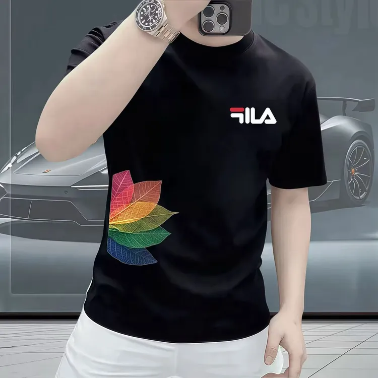 国潮风树叶重磅纯棉短袖T恤男女同款休闲时尚ins潮牌圆领半袖上衣