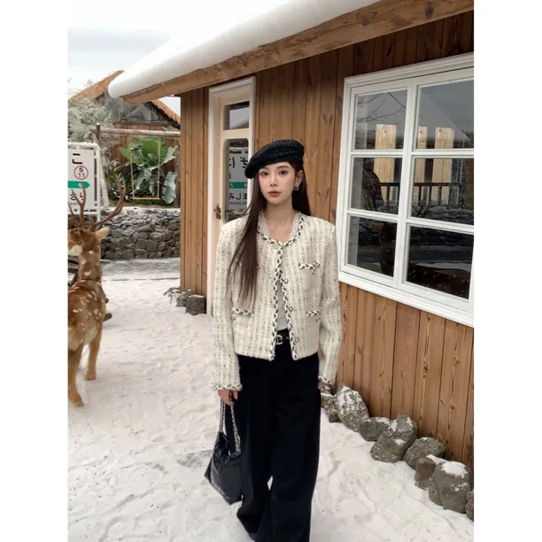 【赵小小yimao】9222 法式气质复古高级感小香风粗花呢加厚保暖外套