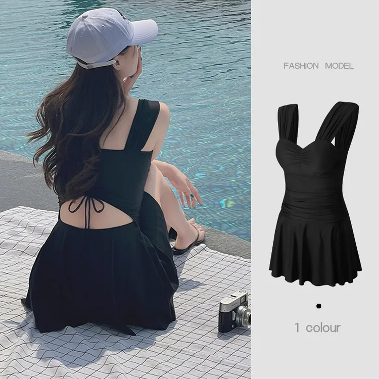 2024年新款连体游泳衣女士保守遮肚显瘦聚拢女孩高级感泡温泉泳装