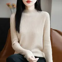 一线成衣~2025秋冬新款100羊绒衫女半高领宽松休闲百搭针织打底53