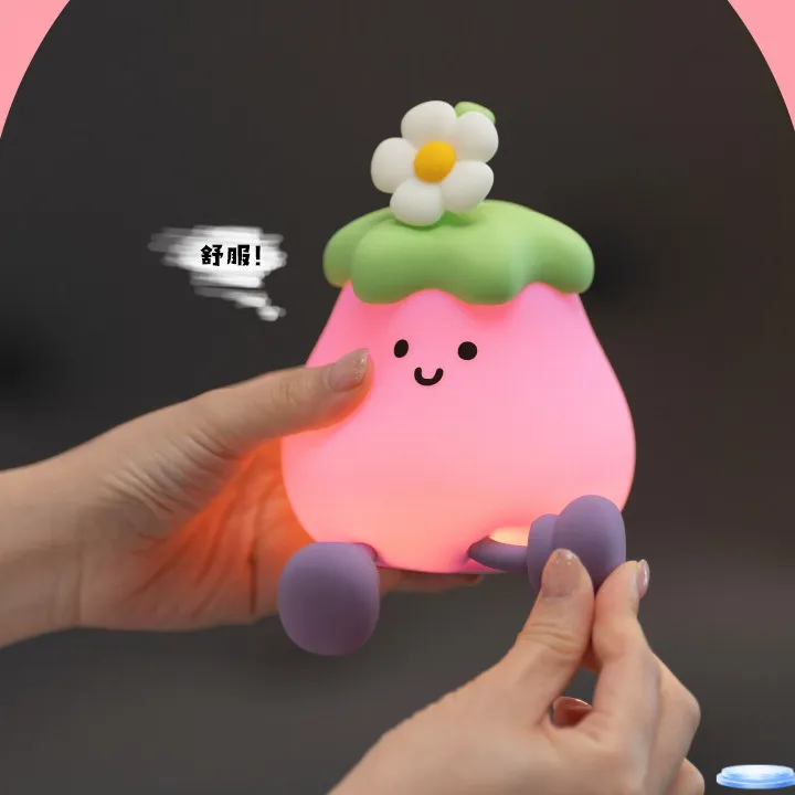 2025新款网红茄子小夜灯女生礼物调光定时拍拍灯氛围创意手机支架