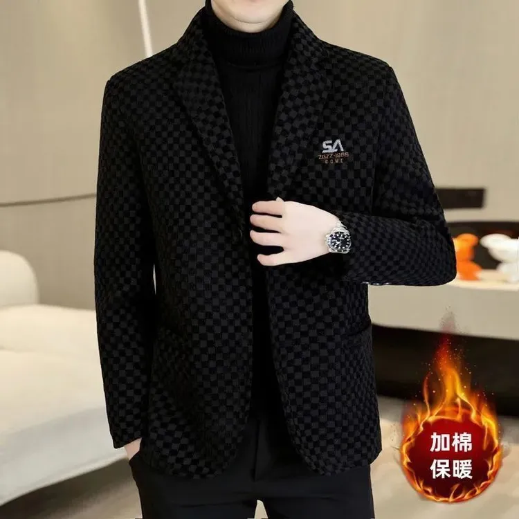 男士外套秋冬网红洋气炸街痞帅短款西服风衣男装修身加厚毛呢大衣