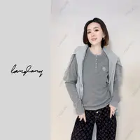 LANGLANG 美式纽扣半开领正肩打底衫 修身显瘦内搭长袖BELL5118