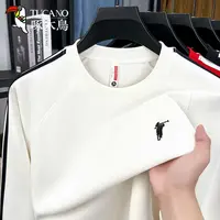 啄木鸟春秋新款圆领长袖刺绣百搭卫衣中年男士时尚休闲舒适上衣