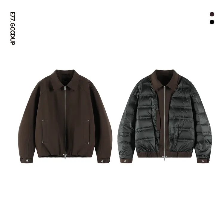 GCCDUPE77『轻无隙』90新国标白鸭绒翻领外套拉链无缝压胶羽绒服