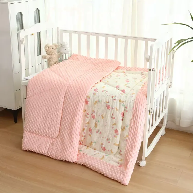 A类母婴纯棉双层纱新生儿幼儿园加厚豆豆被午睡保暖柔软冬季加厚