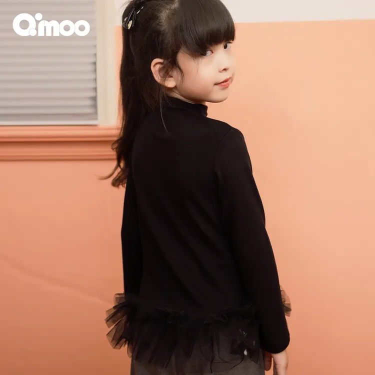 纯色长袖公主风圆领童装洋气上衣秋冬