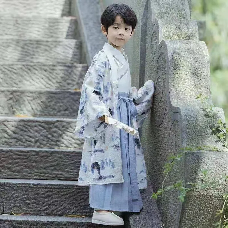 男童汉服秋季新款儿童古装汉服中国风大袖衫表演服唐装礼服