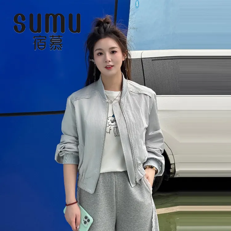 宿慕SUMU女款百搭休闲棒球服外套3-15春季2025新款时尚外套M000PW
