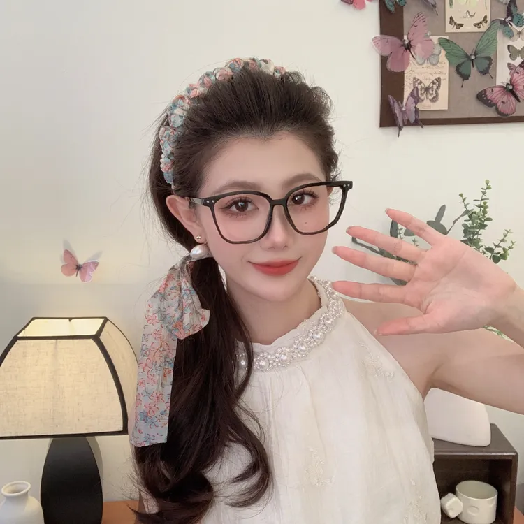 田园小碎花升级了！超仙碎花飘带编发丝巾一体马尾绑发防滑头箍