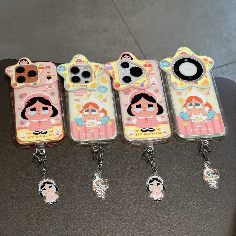 欧克里里哭娃女孩挂坠适用苹果16/17星星镜头手机壳华为vivo小米