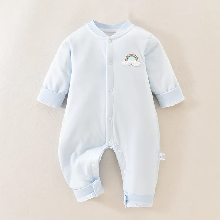 婴儿连体衣薄棉服春秋冬季夹棉衣服新生儿保暖哈衣爬爬服宝宝外套