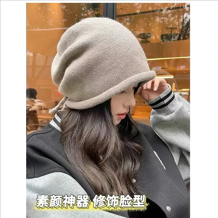 韩国新款【秋冬必备】慵懒风大头围堆堆帽 秋冬时尚冷帽女显脸小商品图