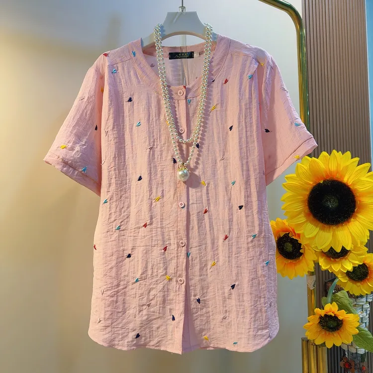 DGM夏季新款自然大码短袖衬衫衬衣上衣