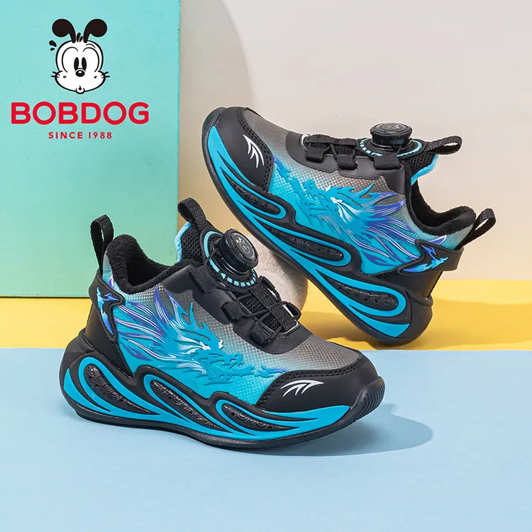 巴布豆男童秋冬防滑加绒运动鞋2025新款冬季男孩二棉鞋儿童跑步鞋