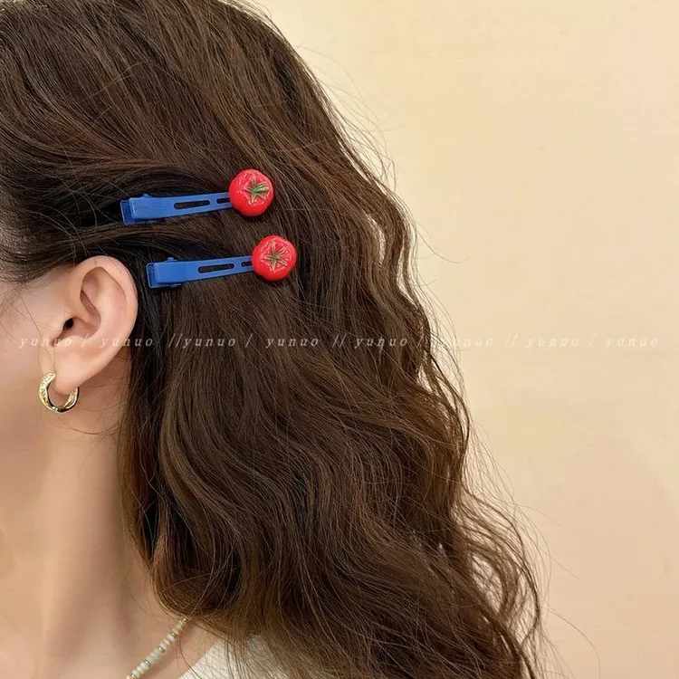 2025新款蔬菜派对~2个可爱碎发夹边夹侧边鸭嘴夹女夏季刘海夹头