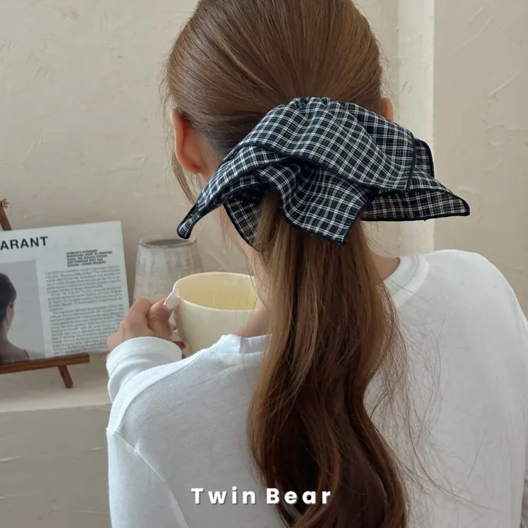 特别又好看的八角发圈~ins布艺高级感格子格纹发圈皮筋大肠圈皮筋